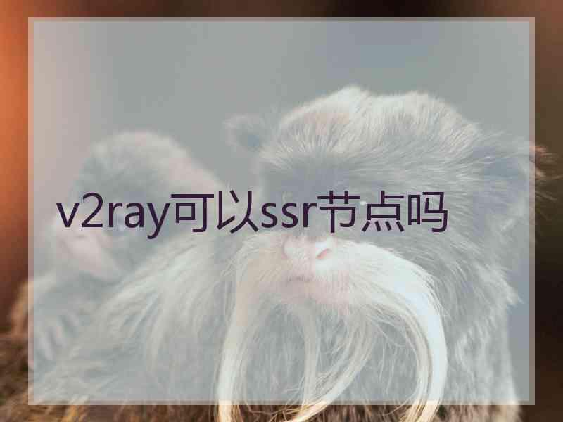 v2ray可以ssr节点吗