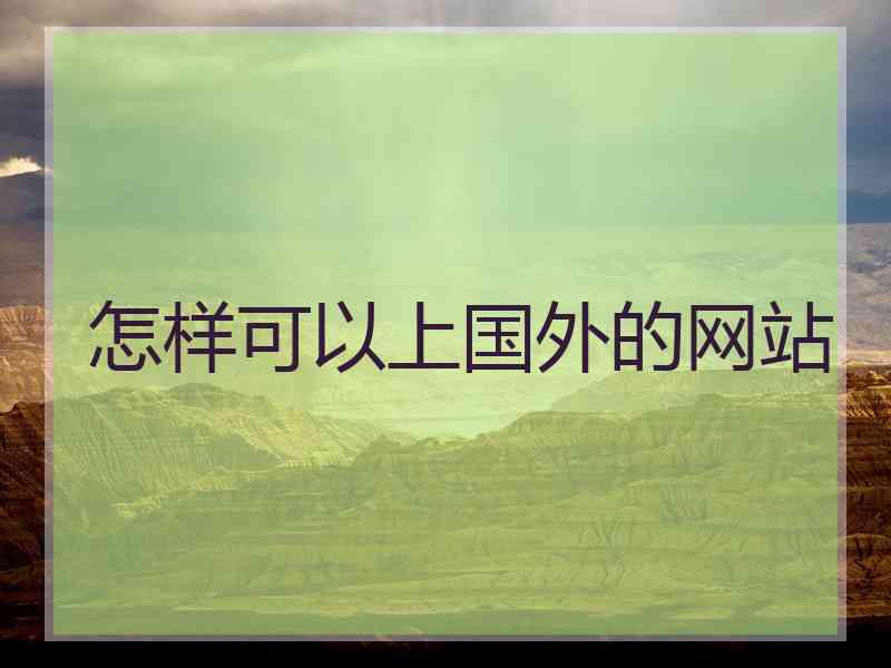 怎样可以上国外的网站