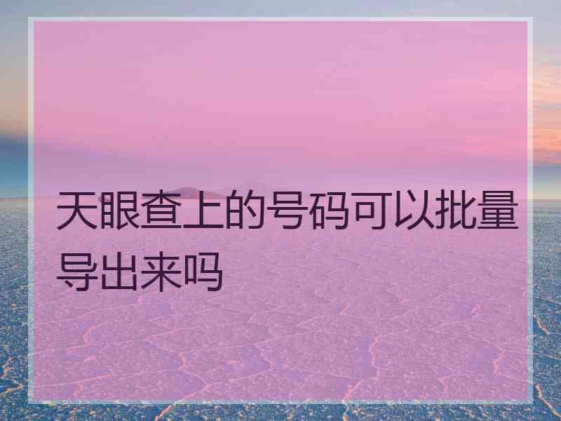天眼查上的号码可以批量导出来吗