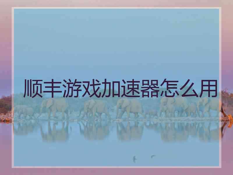顺丰游戏加速器怎么用