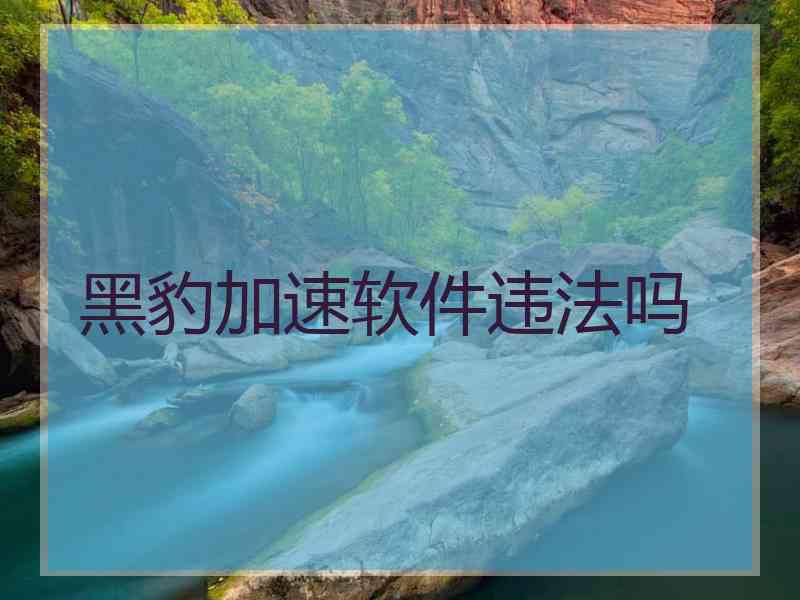 黑豹加速软件违法吗