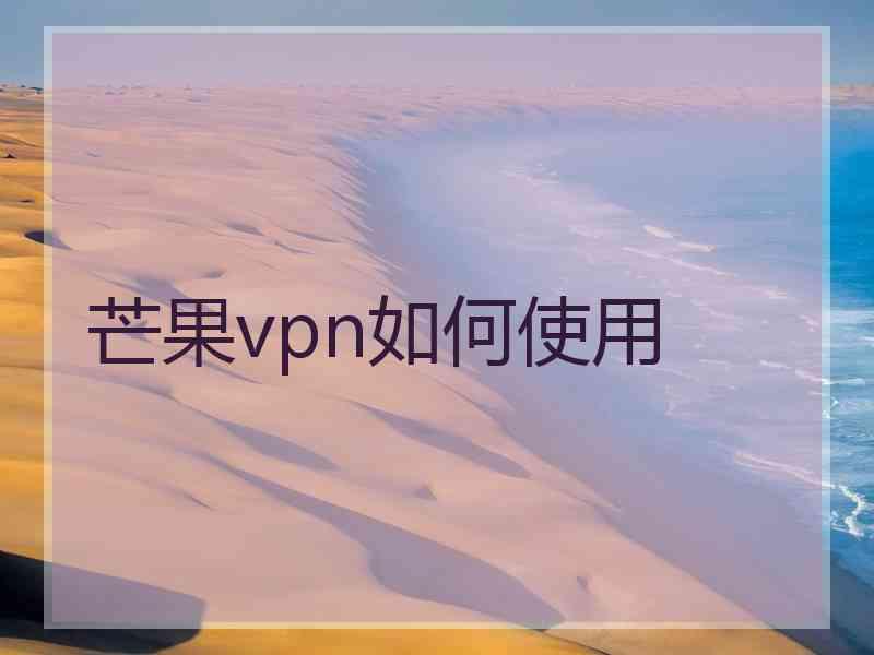 芒果vpn如何使用
