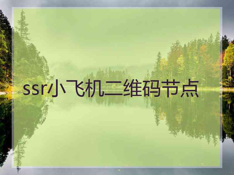 ssr小飞机二维码节点