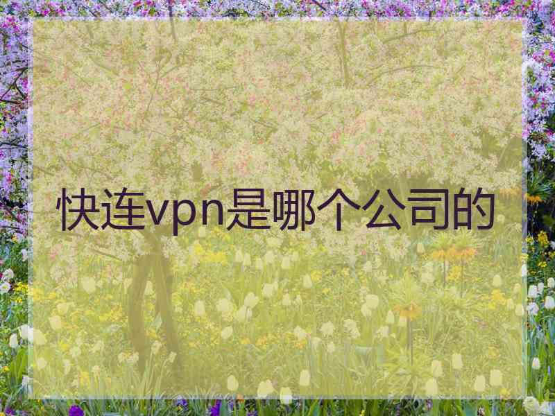 快连vpn是哪个公司的