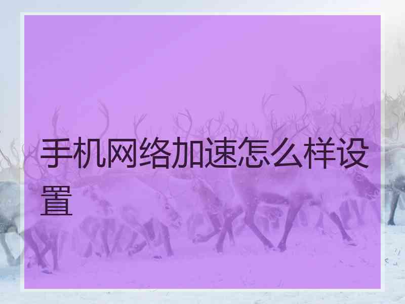 手机网络加速怎么样设置