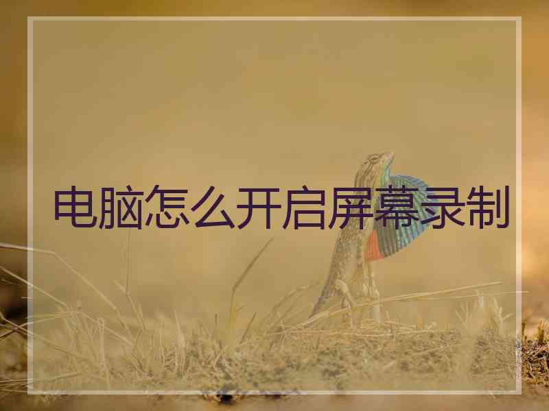 电脑怎么开启屏幕录制