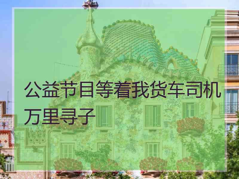 公益节目等着我货车司机万里寻子